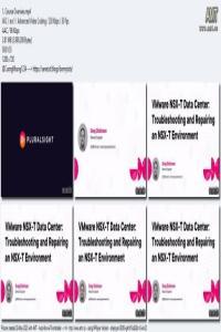 PluralSight VMware NSX T Data Center Troubleshooting and Repairing an NSX T Environment