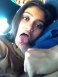 Desi Indian girl sucking bf dick in car