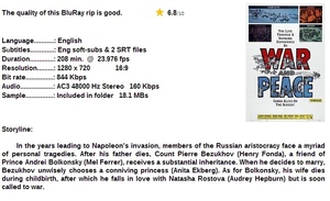 War and Peace (War Drama 1956) Audrey Hepburn 720p BrRip