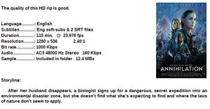 Annihilation (Sci-Fi Horror 2018) Natalie Portman 720p HD [WWRG]