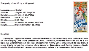 Copper Canyon (Western 1950) Ray Milland 720p HD