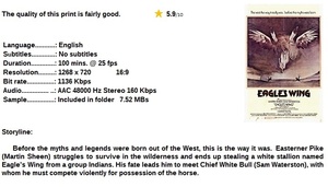 Eagle's Wing (Western 1979) Martin Sheen, Sam Waterston 720p