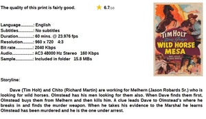 Wild Horse Mesa (Western 1947) Tim Holt 720p