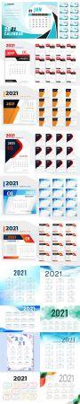 DesignOptimal - 14 New Year 2021 Calenders Templates in Vector
