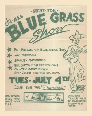 Bill Monroe and the Bluegrass Boys, July 4, 1961 Oak Leaf Park Luray, VA