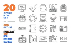DesignOptimal - Office Icon Set (Outline)