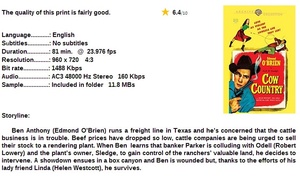 Cow Country (Western 1953) Edmond O'Brien 720p