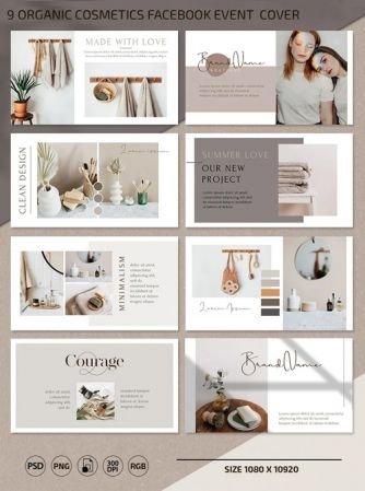 DesignOptimal 9 Organic Cosmetics Facebook Event PSD Cover Templates