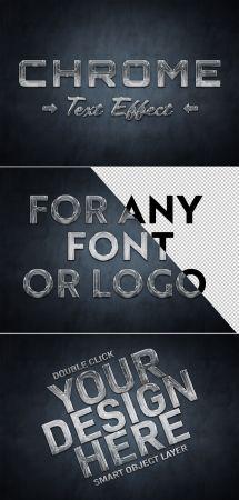 DesignOptimal Chrome Metal Text Effect Mockup 315396842