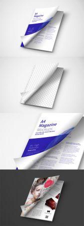 DesignOptimal A4 Magazine PSD Mockup Cover Opening