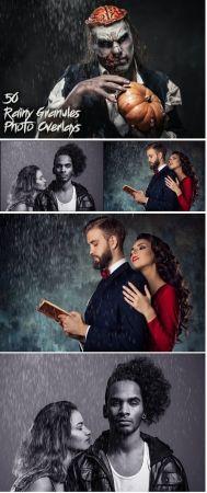 DesignOptimal 50 Rainy Granules Photo Overlays