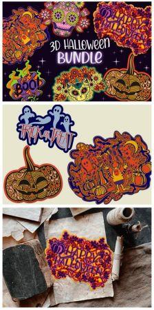 DesignOptimal 3D Halloween Bundle 8 Layered SVG Item 6126258