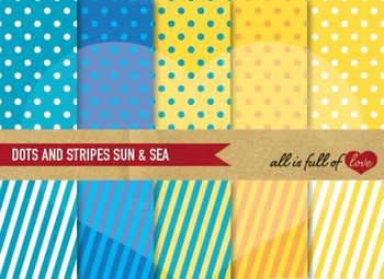 DesignOptimal Yellow Blue Illustration Pattern Set 587035