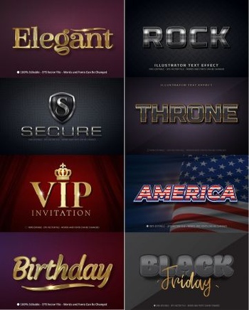 DesignOptimal 3d editable text style effect vector vol 3