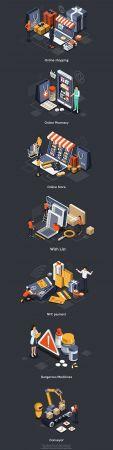 DesignOptimal Isometric online store app for store mobile shopping concept