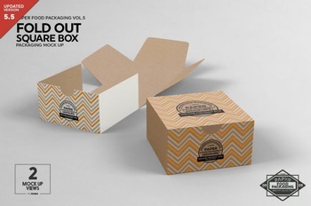 DesignOptimal CM Square Fold Out Box Packaging Mockup 2484667