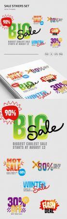 DesignOptimal Sale Stickers Set Vector Templaates