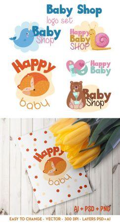 DesignOptimal 5 Baby Shop Vector Logos PSD