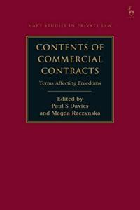 Contents of Commercial Contracts Terms Affecting Freedoms Hart Studies in Private Law F