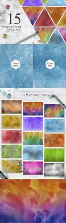 DesignOptimal 15 Watercolor Textures Backgrounds