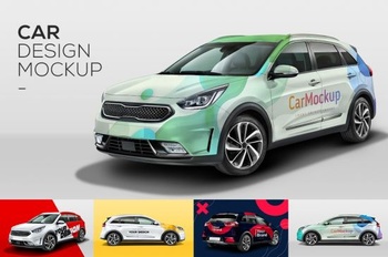DesignOptimal CreativeMarket Car Mockup Customizable PSD 5467244