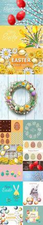 DesignOptimal Easter Vector Background and Seamless Pattern