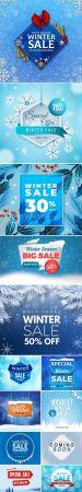 DesignOptimal 13 Winter Sales Templates Collection in Vector