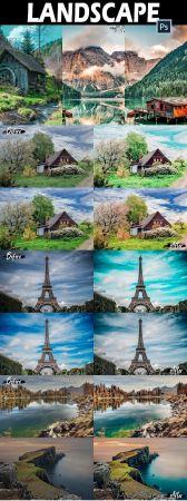 DesignOptimal 25 Landscape Photoshop Actions ACR LUts