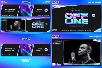 DesignOptimal Holographic Podcast Twitch Kit