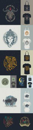 DesignOptimal T shirt and bag vintage design with pattern