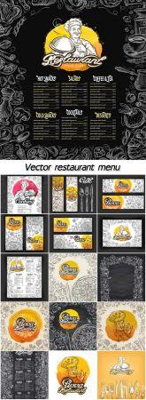 DesignOptimal Vector restaurant brochure menu cafe template with hand drawn graphic