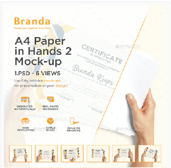 DesignOptimal Graphicriver A4 Paper in Hands 2 Mock up 26112273
