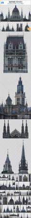 DesignOptimal GOTHIC SPIRES 60 Royality Masked PNGs Photoshop Shapes CSH