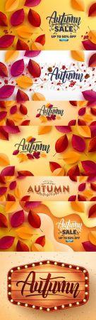 DesignOptimal Autumn poster and banner with autumn multi colored leaves