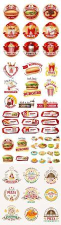 DesignOptimal Vector set fast food logos stickers