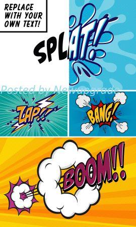 DesignOptimal 4 Retro Comic Effects Mockup Set 335073624