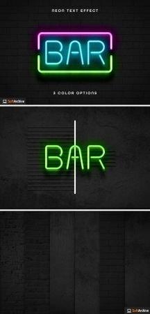 DesignOptimal 3 Color Neon Text Effect Mockup 348644309