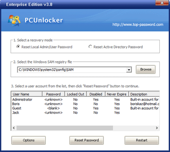 PCUnlocker WinPE v5 6 Legacy BIOS UEFI Reset Local AD Passwords