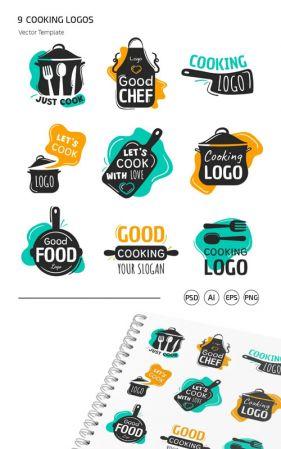 DesignOptimal 9 Cooking Logos Vector Templates