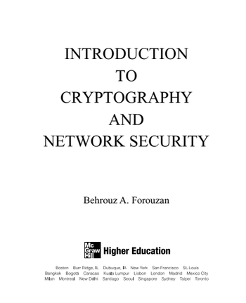 Introduction to Cryptography and Network Security