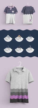 DesignOptimal Polo T Shirts Front and Back Mockup on 6 Different Hangers 354422390