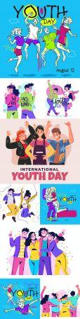 DesignOptimal Youth Day people welcome and dance illustration