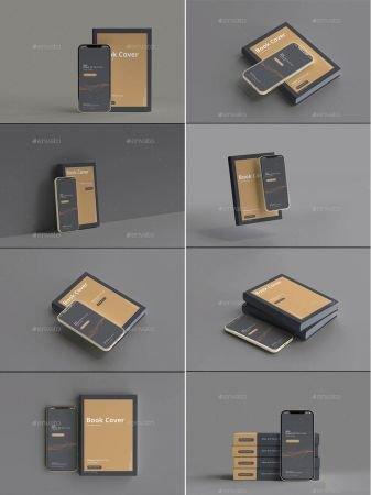 DesignOptimal GraphicRiver 2020 Smart Phone 12 Mockups with Book Cover 29123345