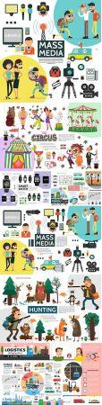 DesignOptimal People objects and animals collection infographic elements and icons