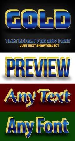 DesignOptimal Blue and Gold 3D Text Effect 315698929