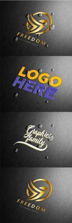 DesignOptimal Embossed Logo PSD Mockups with Water Drops