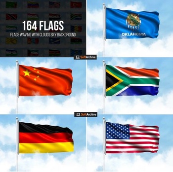 DesignOptimal Flags Waving with Clouds Sky Background
