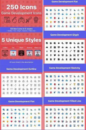 DesignOptimal 250 Game Development Icons