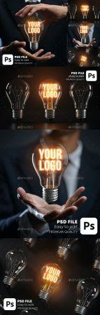 DesignOptimal GraphicRiver Glowing Bulb Logo Mockup Pack 28404076