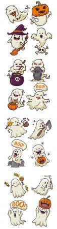 DesignOptimal Halloween cartoon ghost drawn illustrations